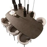 LEVEN Lifestyle Esstisch Esszimmertisch SKAGEN oval mit dänisch ovaler Tischplatte bronze, bronzefarbener Liquid-Metal-Beschichtung - Größen: 180 oder 215 cm