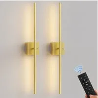 LOHAS-LED Wandleuchte Akku LED Wandleuchte Linear Gold 72 cm, 3 CCT dimmbar, Nachtlicht / Timer / Helligkeit anpassen / Bewegungssensor, LED fest integriert, Warmweiß, Tagesweiß, Kaltweiß, Touch & Fernbedienung, 10000mAh Batterie mit Sensor