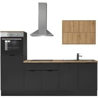 KOCHSTATION Küchenzeile KS-Georgia, mit 38mm starker Arbeitsplatte, Breite 250 cm, wahlweise mit E-Geräten und Kühlschrank
