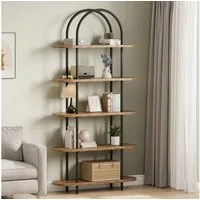 GarveeMore Bücherregal gewölbtes Bücherregal Standregal mit 5 Ebenen 80x30x180cm