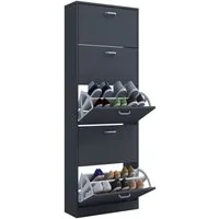VCM Schuhschrank Schuhkommode Sipos H. 170 x B. 59 x T. 22 cm Holz Schuhschrank, 5 Klappen, Schuhregal, Schuhkommode, Schuhablage