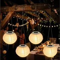 Spetebo LED Solarleuchte LED Solar Lampion - Garten Deko Beleuchtung warm weiß, Solar betrieben, LED fest integriert, warm weiß, Automatische Einschaltung bei Dämmerung