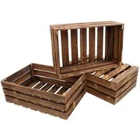 GERSO Holzkiste Deko Holzkiste geflammt 60x40x21cm Obstkiste Holzbox