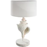 GILDE Tischleuchte SEASHELLS Leuchte - weiß - Kunstharz - Höhe 54,5cm x Ø 29,5cm - Lampe, Tischlampe - Schreibtischlampe - Nachttischlampe