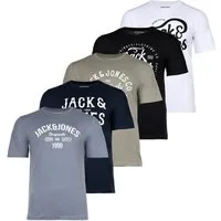 Jack & Jones T-Shirt Herren T-Shirt 5er Pack Baumwolle (Packung, 5er Pack)