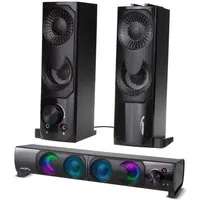 Audiocore AC955 PC-Lautsprecher 2.0 (6 W, Soundbar-Funktion [Modulare Verbindung] RGB-Bleuchtung 6W)