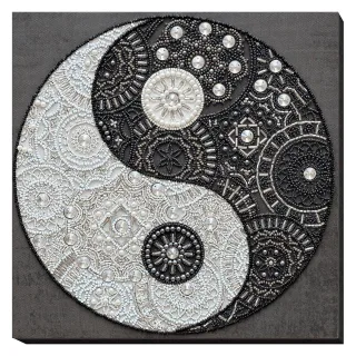 Perlen-Stickbild "Ying-Yang Balance", 26 x 26 cm