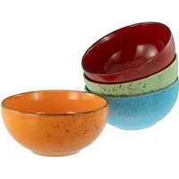 CreaTable Schale Nature Collection, Buddha Bowl 4-tlg, Steinzeug, (Set, 4-tlg), Handwerklicher Look, Vintage, Höhe 8,5 cm