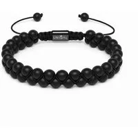 UNIQAL.de Perlenarmband aus Naturstein – zweireihig, 6 mm, Unisex (Edelstahl-Elemente, Naturstein-Perlen), verstellbarer Makramée-Verschluss, handgefertigt