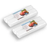 Bottini Vakuumier-Folienrollen 4 Vakuumrollen 28 x 600 cm mit Struktur, goffriert für Lebensmittel, Zubehör für Alle Balken Vakuumierer wie CASO, WMF, FreshVAC, Rommelsbacher, Gastroback, Foodsaver, Solis, Lava, Leifheit sowie alle Vakuumiergeräte vo