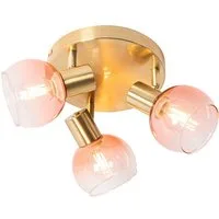 Qazqa LED Aufbaustrahler Vidro, ohne Leuchtmittel, Warmweiß, QAZQA Aufbau­spot, e14, Rosa, Stahl, Art Deco