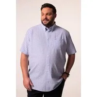 Men Plus Kurzarmhemd Karohemd Halbarm Seersucker Buttondown-Kragen