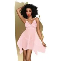 Penthouse Body Penthouse Negligee, Dessous, "Naughty doll", 2 Teile, rosa (2-tlg) tiefer V-Ausschnitt, feine Spitzenbordüre