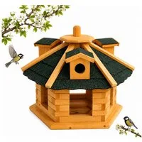 Mucola Vogelhaus Vogelfutterhaus Holz Vogelvilla 48 cm Futtersilo, Mit integriertem Futterspender und großzügigem Futterbereich