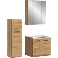 welltime Badezimmer-Set, (Set, 4-St., Standschrank, Waschtisch inkl. Waschbecken), Bad-Kombination, Bad-Möbel, Badezimmer, Kombination, Kombi