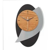 Kreative Feder Wanduhr Designer Wanduhr "Black Dome" aus Holz in modernem Metallic-Look (ohne Ticken, Funk- oder Quarzuhrwerk, ca. 29x40cm, außergewöhnlich)