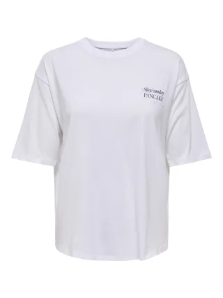 ONLY - ONLSHANIA S/S PRINT TOP BOX JRS Bright White - Gr. - XL