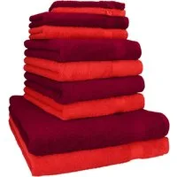 Betz Handtuch Set 10-TLG. Handtuch-Set Premium Farbe Rot & Dunkelrot, 100% Baumwolle, (10-tlg)
