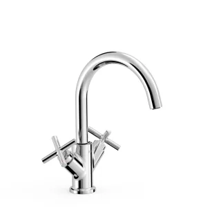 Tres 2 Griff Waschtischarmatur L Mit Griff G3/8" flexible Anschlussschläuche, 28320301 28320301