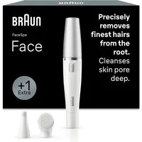Braun Elektrische Gesichtsreinigungsbürste SE810, FaceSpa Gesichtsepilierer & Reinigungssystem, + 1 Extra, Weiß/Silber