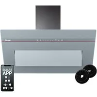 KKT KOLBE Wandhaube Dunstabzugshaube 90cm PLOOM9005G RGBW Ambientebeleuchtung Dunstabzugshaube 90cm PLOOM9005G RGBW Ambientebeleuchtung, Kopffrei / 90cm / Smarte WiFi-App / Grau / Glas / Schräghaube