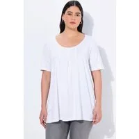 Ulla Popken T-Shirt T-Shirt Zierfalten A-Linie Rundhals Halbarm Modal