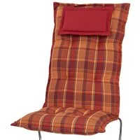 KETTtex Hochlehnerauflage Hochlehner Rom 2136 orange-rot kariert 123x50x9 cm KETTtex, (1 St)