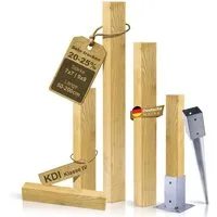 BooGardi Zaunpfosten Imprägnierte Holzpfosten · KDI Zaunpfosten in 24 Größen, (1-St., 1 Stück 7x7 x 80cm mit Einschlaghülse), Vierkantpfosten mit flachem Kopf · Kantholz · Holz · Pfosten · Balken