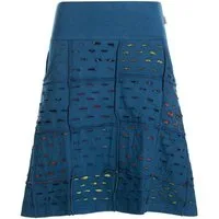 Vishes A-Linien-Rock Damen knielang Rock Baumwolle Cutwork Design A-Linie elastischer Bund Alternative Bekleidung, Ethno, Hippie, Retro Style