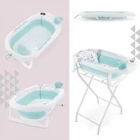 Moby-System Babybadewanne Faltbare Babywanne mit Thermometer und Ständer - Mint