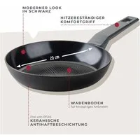 FACKELMANN Bratpfanne 20cm Statement – Keramik-Antihaft, Aluminium, Wabenboden, Induktion