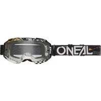 O’NEAL Motorradbrille B-10 Attack Clear Motocross Brille, Mit Band,Kratzfest,Verspiegelt