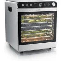 Arendo Dörrautomat Edelstahl, Temperaturregler von 30° bis 85°C, Dörrgerät, Dehydrator 800 W, 10 Etagen, Obst, Fisch, Fleisch Dörrapparat, Obsttrockner, Timer 0,5-24 Stunden