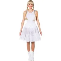 Karneval-Klamotten Kostüm Petticoat Damen Tüllrock Unterrock knielang weiß, passt hervorragend zu vielen Kostümen an Karneval Mottoparty Festival