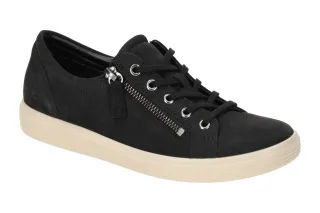 Ecco 218633 CLASSIC SNEAKER - WOMEN Schwarz Echtleder PU Sohle flexibel Schn?...