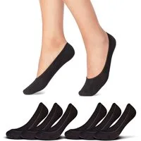 sockenkauf24 Füßlinge 6 Paar "Low Cut" Ballerina Socken Baumwolle Sneakersocken (Schwarz, 39-42) Schwarz Weiß Beige - 39960 WP