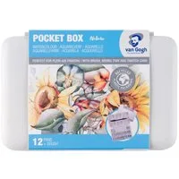 van Gogh Aquarellfarbe Pocket Box Aquarellfarbkasten mit 12 Farben in halbe Näpfchen, Shades of Nature - Naturtöne