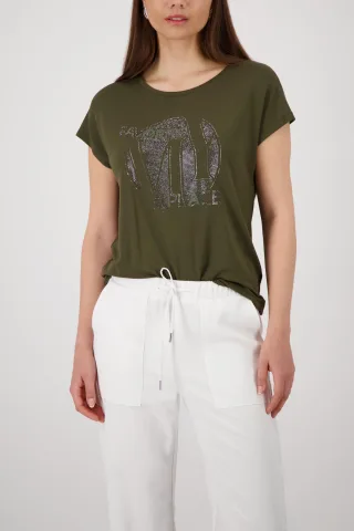 monari - T-Shirt mit Strasssteinen olive - Gr. - 42