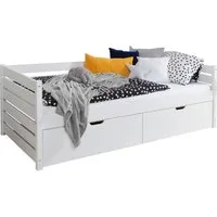 Ticaa Bettgestell Sofabett Naomi inkl. 2x Schubkästen, 100x200, Weiß