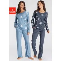 Vivance Dreams by Lascana Pyjama (Packung, 4 tlg., 2 Stück) in melierter Optik mit Sternen