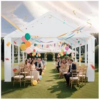 FIVMEN Pavillon 4x8m mit 6 Abnehmbare Seitenwände Gartenpavillon, Verzinktem Stahlgestänge mit Hochzeit Festival Grillparty