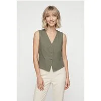 Vero Moda Kurzweste VMCAIA SL VEST WVN NOOS Baumwolle mit Leinen, figurbetonte Form