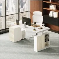 FLEXISPOT Schreibtisch Elektrischer Höhenverstellbarer Schreibtisch mit Bein-Schrank Set (2 Motoren,höhenverstellbar 70–119 cm,4 Speicherhöhen, 25 mm Tischplatte, mit Stauraum & Kabelmanagement), leise