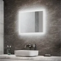 SONNI Badspiegel Badspiegel mit led Beleuchtung 60×50 cm Wandschalter, Badezimmerspiegel Wandspiegel Badspiegel Lichtspiegel IP44