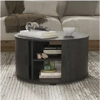 Vicco Couchtisch Selva, Schwarz, 80 x 80 cm mit Schiebetür (1-St)