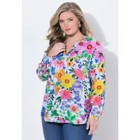 MIAMODA Longbluse Bluse Regular Fit Blumenmuster Langarm