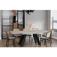 Endo-Moebel Esstisch Como Esstisch 130–210cm ausziehbar für 8 Personen, Tischbeine schwarz, Ausziehbar 130-210 cm (2x40 cm), Platte 36mm, 4 Beine, schwarz matt