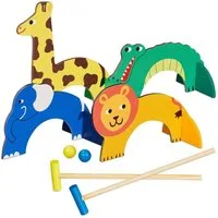 relaxdays Spielzeug-Gartenset Krocket Spiel für Kinder im Tier-Design
