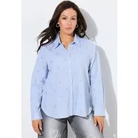 Ulla Popken Hemdbluse Hemdbluse Herzen A-Linie Hemdkragen Langarm