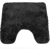 NYVI Badematte WC Vorleger mit Ausschnitt NYVISpa Lasalle Schwarz Toiletten Teppich, Höhe 20 mm, Polyester, Rutschfest, Saugstark, Schnell Trocknend, Fußbodenheizung geeignet